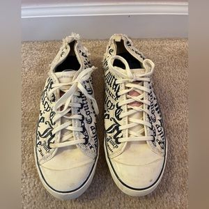 Juicy Couture White Sneakers with Blue Writing. Size 10.